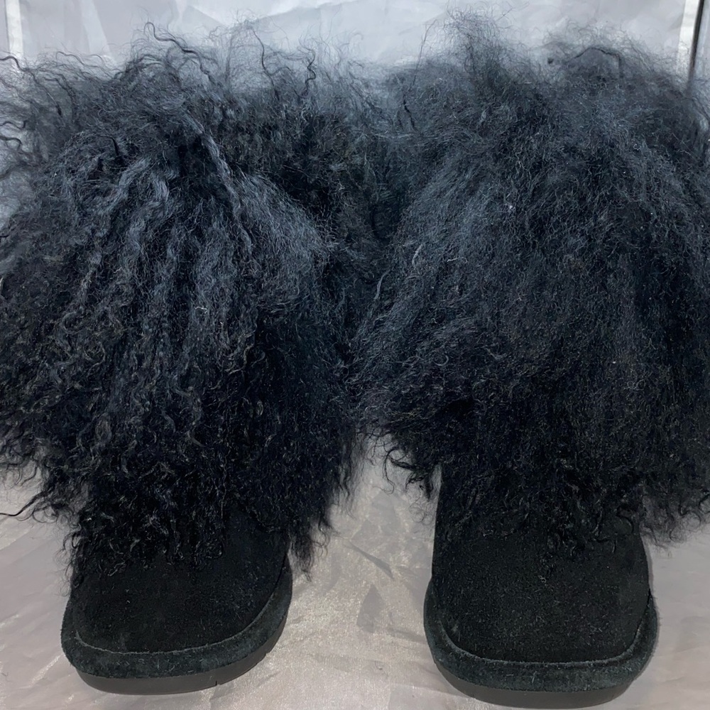 BearPaw Kids Black Faux Fur Boots